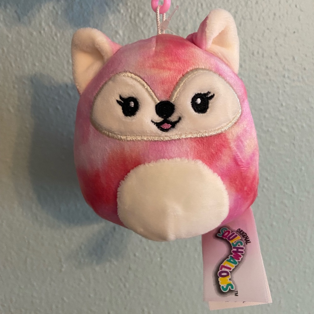 Sabine the Pink Tie Dye Fox Clip 3.5’’ - NWT SQUISHMALLOW